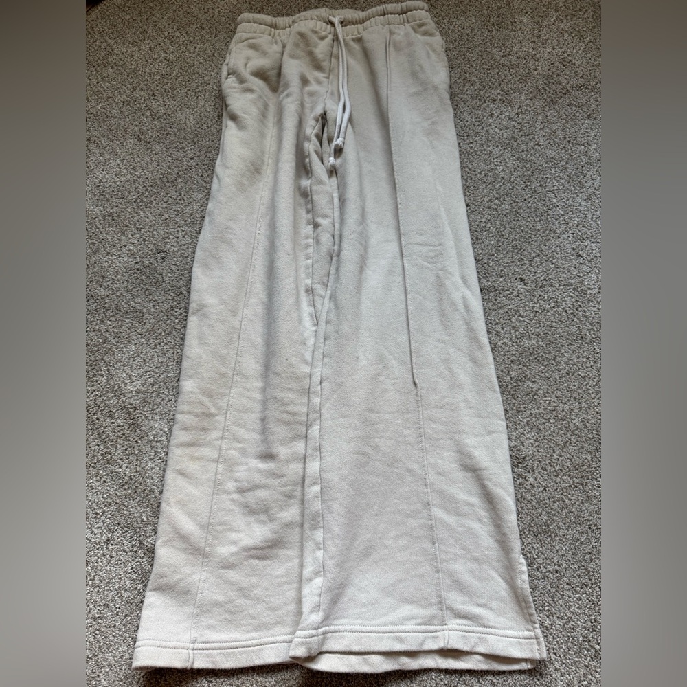Aerie Cream Textured Pants